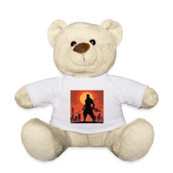 Ninja T-Shirt Männer, Jungen Fantasy Aufkleber, Tassen Mützen - Teddy - Weiß - Vorne