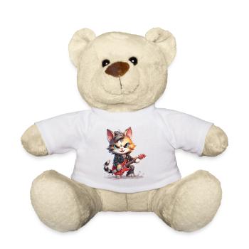 Cat Animal Electric Guitar Guitarist Band Music Rock - Teddy Bear - white - Front
