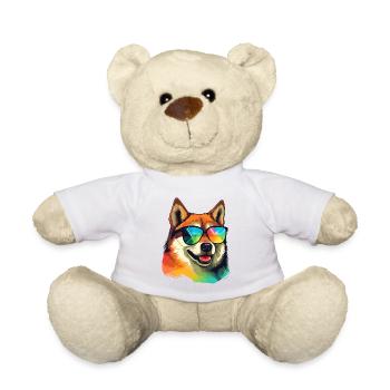 Colorful Akita Wearing Sunglasses Dog Lover - Teddy Bear - white - Front