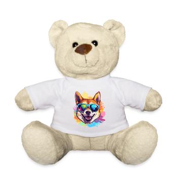 Colorful Akita Wearing Sunglasses Dog Lover - Teddy Bear - white - Front