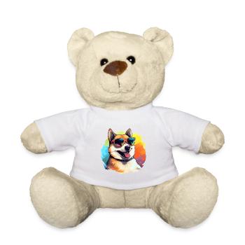Colorful Akita Wearing Sunglasses Dog Lover - Teddy Bear - white - Front