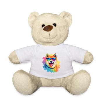 Colorful Akita Wearing Sunglasses Dog Lover - Teddy Bear - white - Front