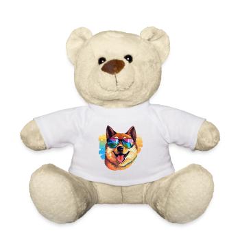Colorful Akita Wearing Sunglasses Dog Lover - Teddy Bear - white - Front