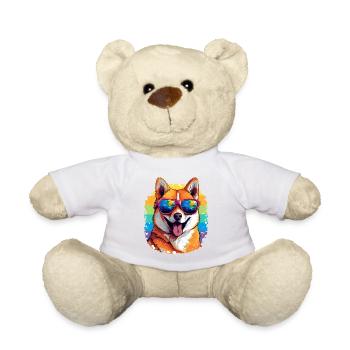 Colorful Akita Wearing Sunglasses Dog Lover - Teddy Bear - white - Front