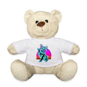 Frenchi Bulldog Synthwave Sunset - Nounours - blanc - Devant