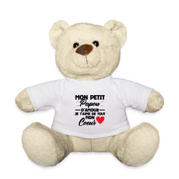 Mon petit papou d'amour je t'aime Cadeau Papou - Nounours - blanc - Devant