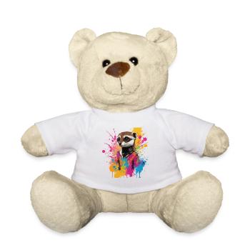 Graffiti Erdmännchen Kunst Malerei Zeichnung bunt - Teddy - Weiß - Vorne