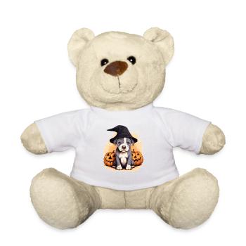 Halloween Witch Hat Pumpkin Dog American Staffie - Nounours - blanc - Devant