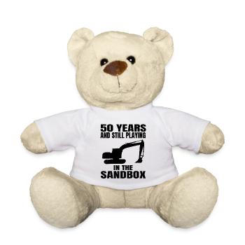 Baggerfahrer Bauarbeiter Baggern 50. Geburtstag - Teddy - Weiß - Vorne