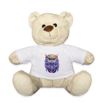 Leuchtendes Nocturne: Holographische Eulenpracht - Teddy - Weiß - Vorne