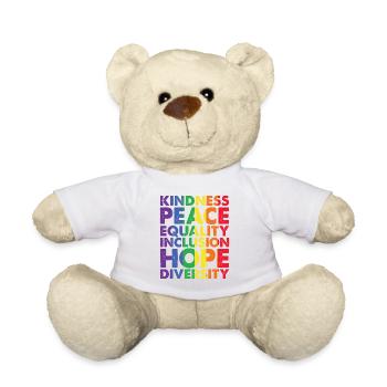 Kindness Peace Equality Love Inclusion Hope LGBT - Teddy Bear - white - Front