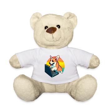 Corgi Dog with Laptop Welsh Corgi Dog Lover - Teddy Bear - white - Front