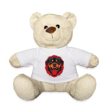 Angry Bulldog Terrier: Rottweiler Dog - Teddy Bear - white - Front