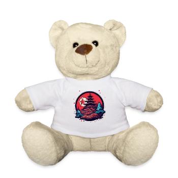 Stars, mountains and a Japanese temple - Teddy Bear - white - Front