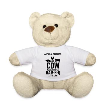 Un cochon, un poulet et une vache entrent dans un B - Nounours - blanc - Devant