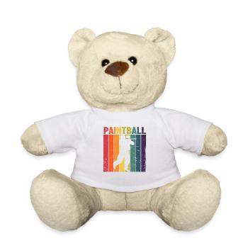 Distressed Retro Paintball Spieler Silhouette - Teddy - Weiß - Vorne