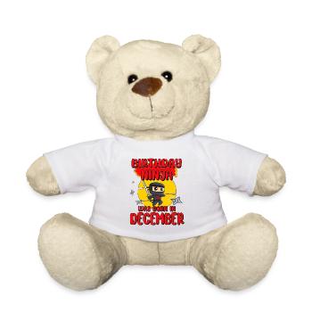 Birthday Ninja December Bday Party Gift For Bday - Teddy Bear - white - Front