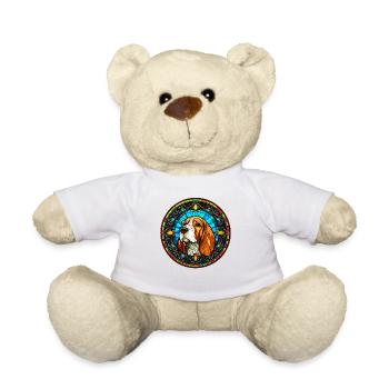 Funny Beagle lover with Artisan Style - Stained Gl - Teddy Bear - white - Front