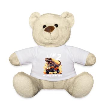 T-Rex Drives Monster Truck I'm 2nd Birthday - Teddy Bear - white - Front