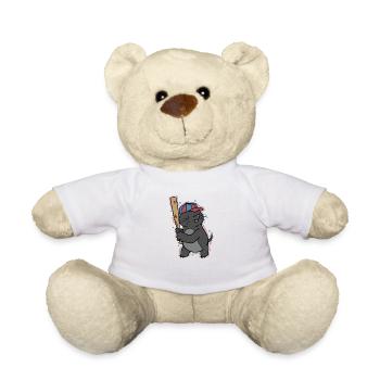 Taupe jouant au baseball animal monticule de terre - Nounours - blanc - Devant