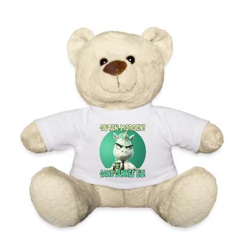 lustiges Einhorn mit Kaffee und Spruch - Teddy - Weiß - Vorne