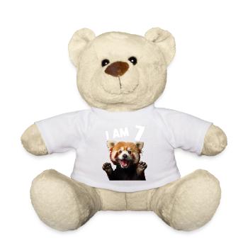 7 Years Little Red Panda Panda Panda's 7th Birthday - Teddy Bear - white - Front