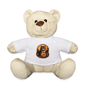 Cute Halloween hangover with pumpkin - Teddy Bear - white - Front