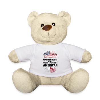 Maltese American Patriot USA Grown Malta US Flag - Teddy Bear - white - Front