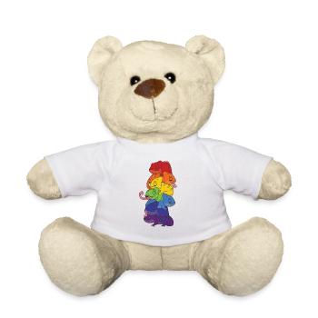 Rainbow Flag Pride LGBTQ Mignon Caméléon Pile - Nounours - blanc - Devant