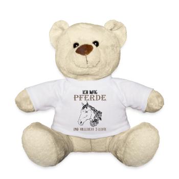 Ich mag Pferde und 3 Leute - Perfektes Geschenk - Teddy - Weiß - Vorne
