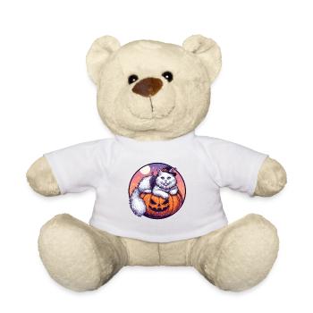 Chat blanc d’Halloween en sweat à capuche Laiyng sur citrouille - Nounours - blanc - Devant