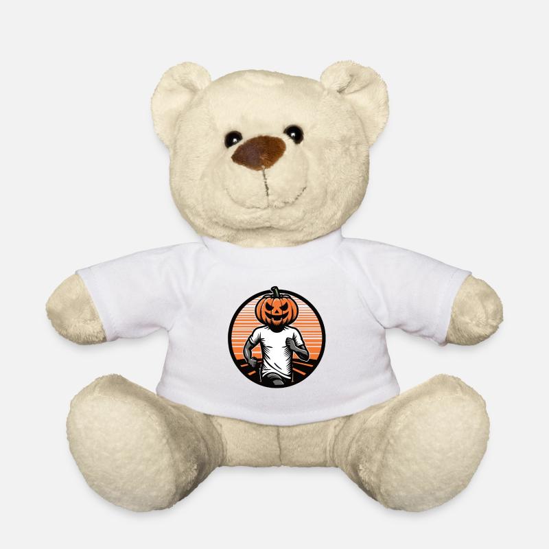 Halloween runner with a pumpkin head - Teddy Bear - white