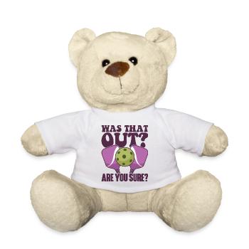 Pickleball Racket for Pickle Ball, Was That Out - Teddy Bear - white - Front