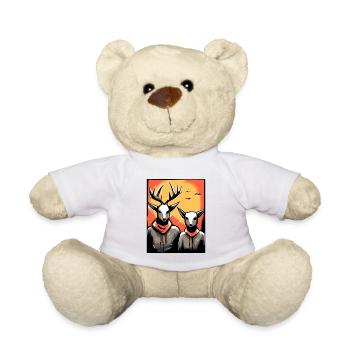 Japon Red Sun : un couple de cerfs - Nounours - blanc - Devant