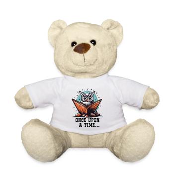 Once upon a time, there was a book-reading owl friend - Teddy Bear - white - Front