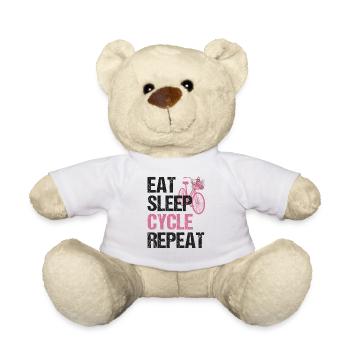 Eat Sleep Cycle Repeat - Fahrradleben Blumen - Teddy - Weiß - Vorne