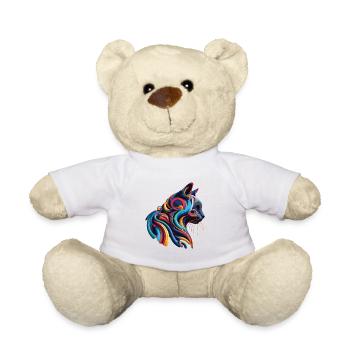 Bunte abstrakte Katze - Teddy - Weiß - Vorne