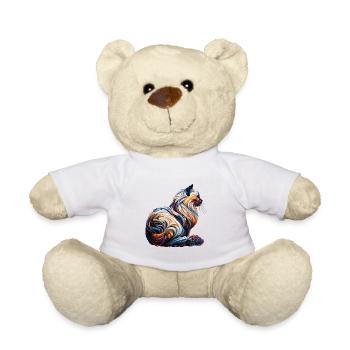 Bunte abstrakte Katze - Teddy - Weiß - Vorne