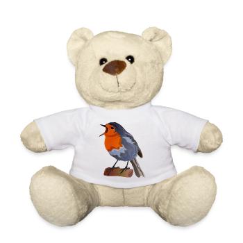 Robin Bird Illustration über Textil - Teddy - Weiß - Vorne