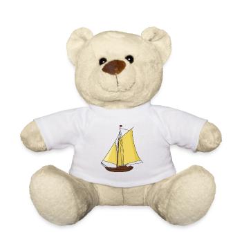 Sailboat, Boat, Ship, Seafaring, Sailing, Ahoy, - Teddy Bear - white - Front
