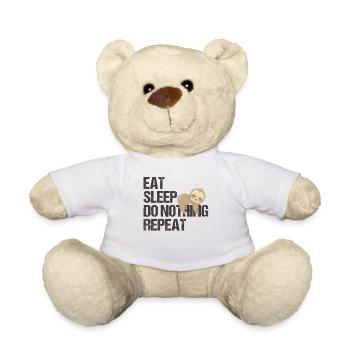 Lazy Bear Daily Routine English Humor Gift - Teddy Bear - white - Front