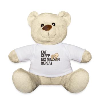 Faulbär Tagesroutine Deutsch Humor Geschenk - Teddy - Weiß - Vorne