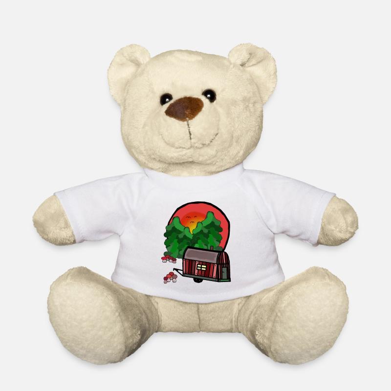 Achtsamkeit wohnen Wald Bauwagen Hütte Haus Öko - Teddy - Weiß