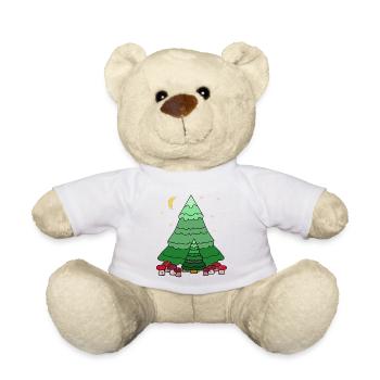 Night Starry Sky Forest Conifer Fir Nature - Teddy Bear - white - Front