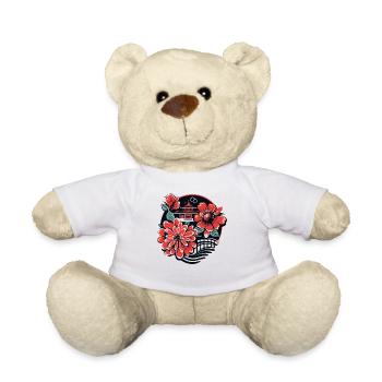 Japanese Temple and Flowers - Teddy Bear - white - Front