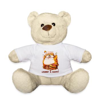 Content fat happy cat - Teddy Bear - white - Front