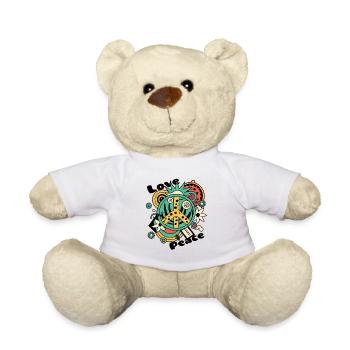 Love Peace 60s 70s Hippie Costume - Teddy Bear - white - Front