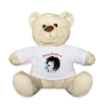 Sassy Christmas Afrolook Snowflakes - Teddy Bear - white - Front
