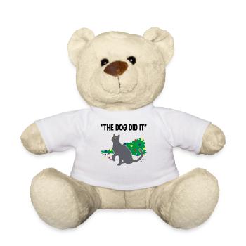Chat espiègle culpabilité sur cadeau de chien - Nounours - blanc - Devant