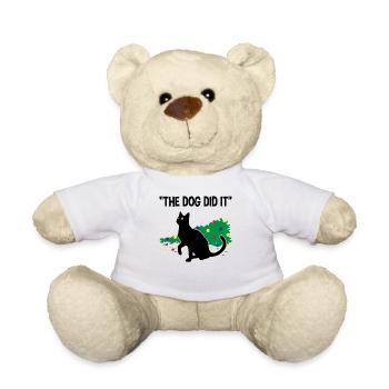 Chat espiègle culpabilité sur cadeau de chien - Nounours - blanc - Devant